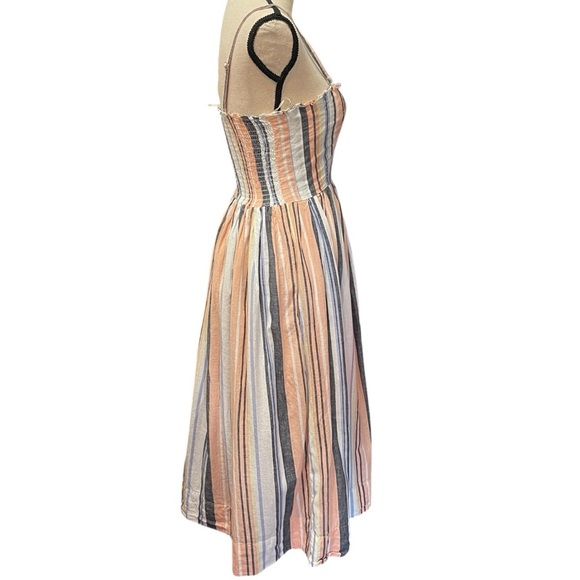 Free People Lilah Striped Boho Cute Summer Midi Dress‎ Women's XS - Picture 3 of 12